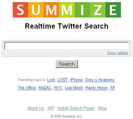 Twitter + Summize Trend Search Engine