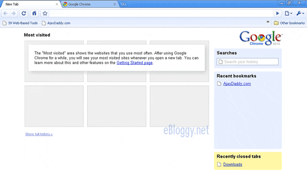 Google Chrome's Startup Window