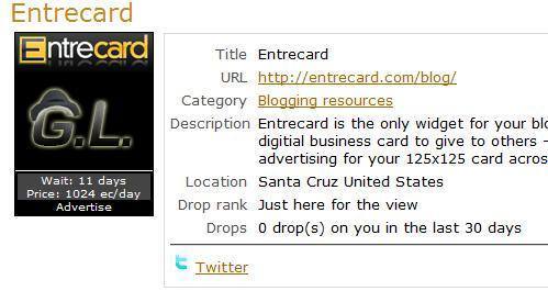 Entrecard Social Service Intergration