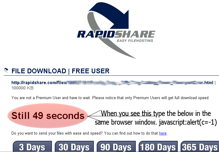 Rapidshare Hacks - Bypass Download and Time Limits Screenshot