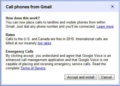 Google's Gmail Voice Installation Notes